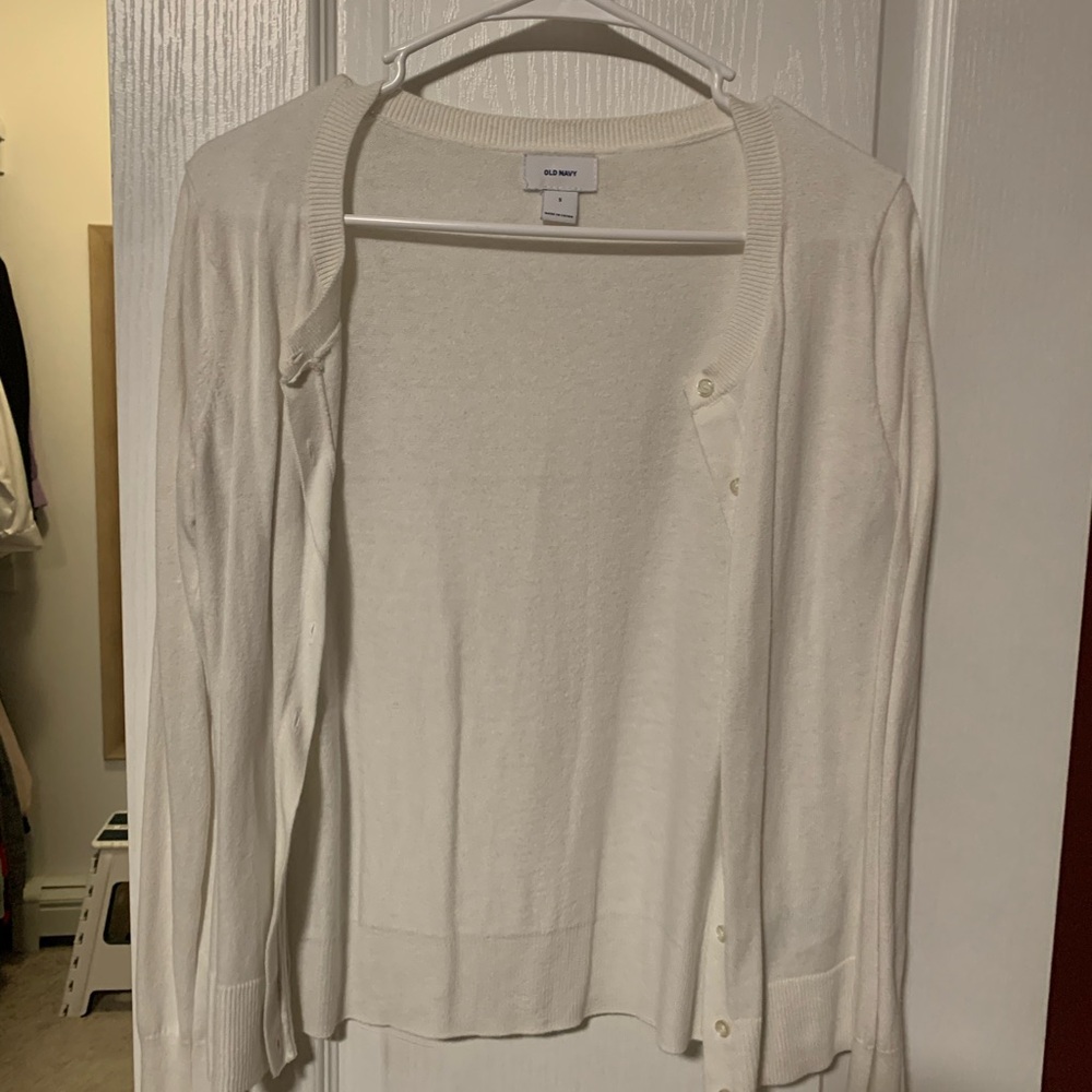 Old Navy Women's White Cardigan Sweater